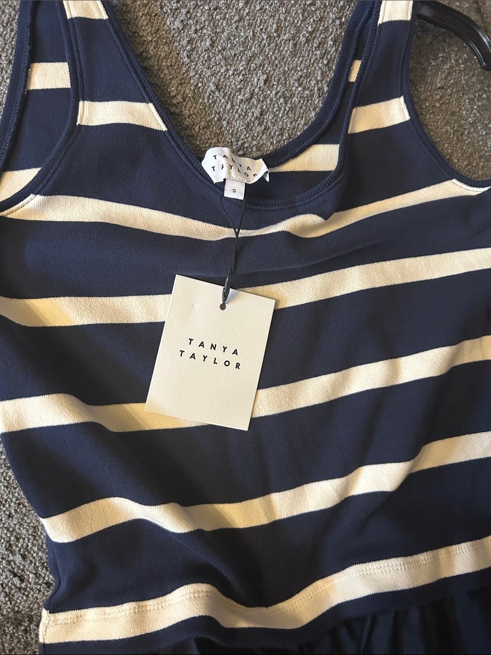 Tanya Taylor Navy/white/Cream Amber Striped Stretch-Cotton Sleeveless Midi Dress - Picture 9 of 13